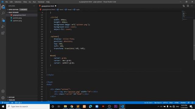 How to create an animated spinner by using GSAP, HTML and CSS