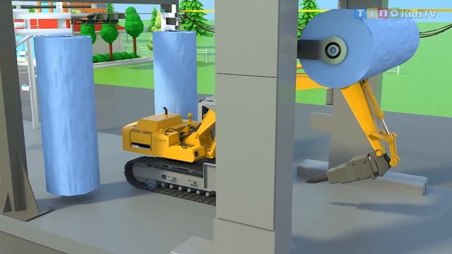 Hammer Drill Excavator & Construction Trucks for Kids | Breakwater Construction смотреть онлайн