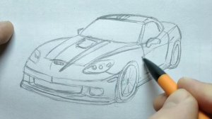 How to draw a CHEVROLET CORVETTE C6