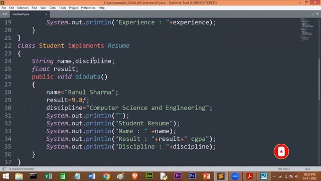 Implement the java interface | Program#7 | VTU 3rd sem Object Oriented Programming with Java Lab смотреть онлайн