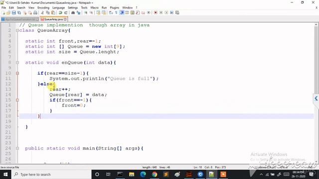 Queue Insertion using Array in java смотреть онлайн