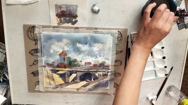 Мастер класс городской пейзаж акварелью.  Пленэр дома