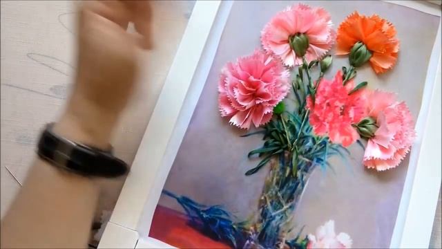 МК. Вышиваем принт с гвоздиками. Часть 7. Листья. Центральный цветок. смотреть онлайн