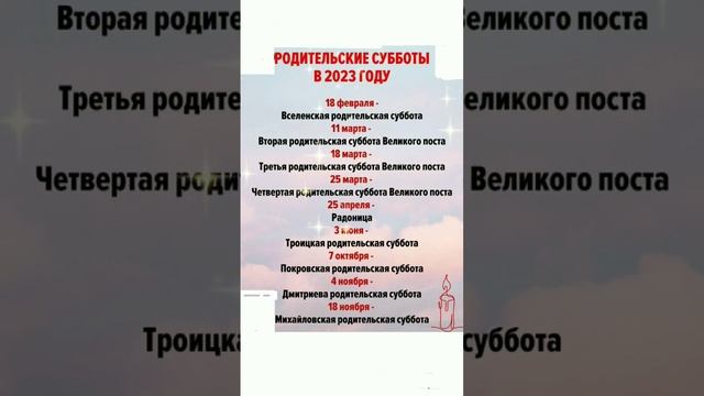 ПОЛЕЗНО! РОДИТЕЛЬСКИЕ СУББОТЫ 2023. ЦЕРКОВНЫЙ КАЛЕНДАРЬ #shortvideo #добрые_знания #православие