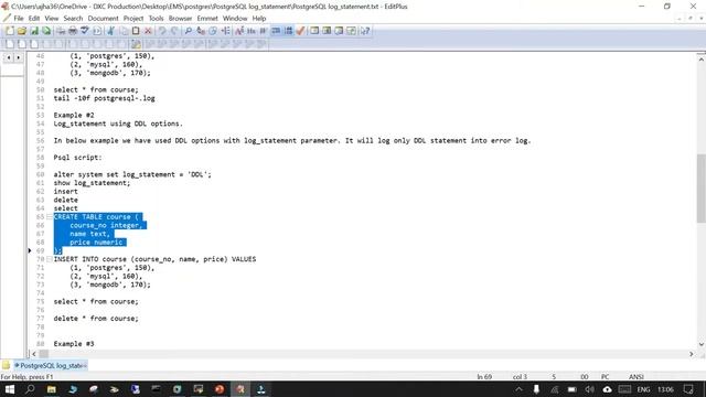 PostgreSQL : PostgreSQL Log_statement
