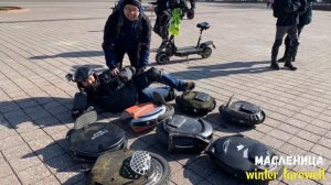 Масленица на моноколесе в Алма-Ате./Winter farewell on electric unicycle in Alma-Ata.