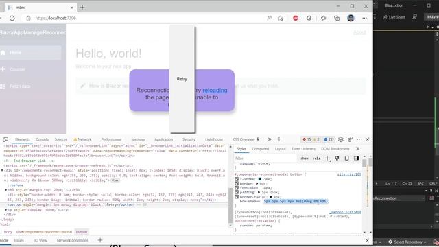 Reconnection failed. Try reloading the page if you're unable to reconnect | Auto reconnect Blazor