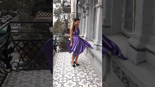 Diva Ricci Ассиметричное сатиновое платье/Asymmetrical purple dress