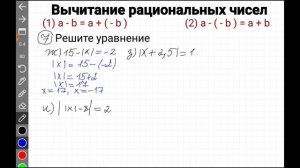 Вычитание рациональных чисел, 6 класс