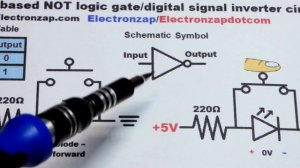 Push button switch based NOT logic gate signal inverter circuit how to DIY electronics tutorial