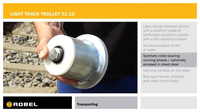 Транспортировочная железнодорожная путевая рельсовая тележка с автостопом Robel 51.12 смотреть онлайн