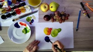 Урок рисования для начинающих художников и школьников. Рисуем красками натюрморт из фруктов