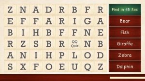 QQ16 | Find the words in 45 secs | Animal names | Online English word puzzle game | Brain Teaser