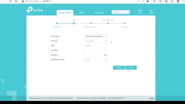 TL-MR100 4G LTE router - 300Mbps Wi-Fi tp-link - SIM card - quick setup - IP address 192.168.1.1