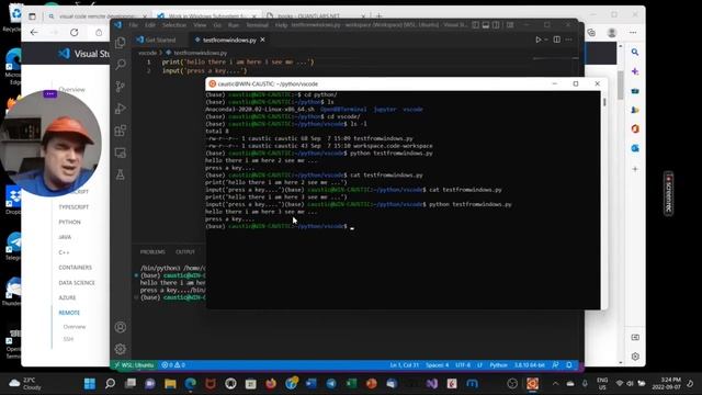 vscode remote development with WSL and Python