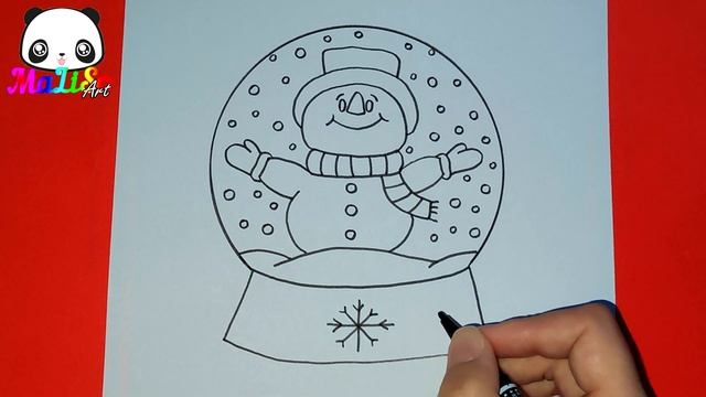 Как нарисовать СНЕЖНЫЙ ШАР и СНЕГОВИКА просто Новогодние рисунки | Як намалювати новорічний малюнок