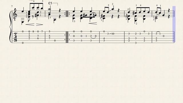 Menuet Op.51 No.12 - Napoléon Coste 1805 - 1883 - Tablature