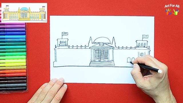 How to draw Reichstag (Germany Parliament), Berlin