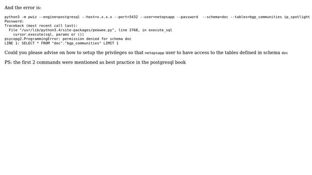 Databases: postgres: permission denied for schema (2 Solutions!!) смотреть онлайн