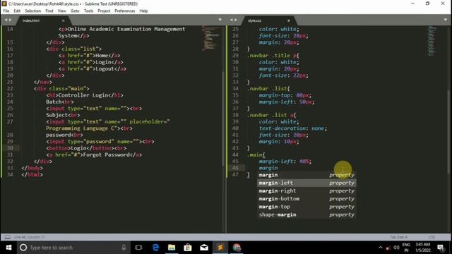 Online Examination System Project Home Page Using HTML & CSS