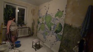 КАК КЛЕИТЬ 3D ОБОИ. КЛЕЮ НА КУХНЕ ВСЕГО 3 ПОЛОСКИ.