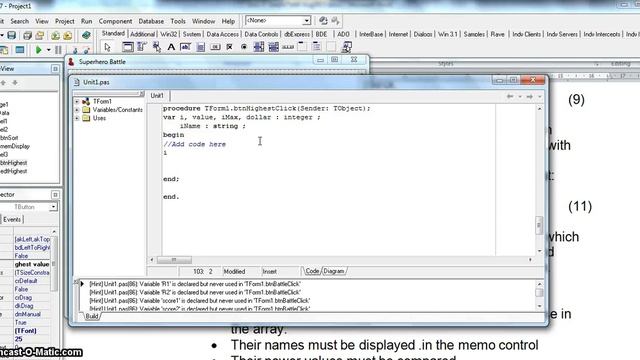 Delphi Array Superhero Question Part 1