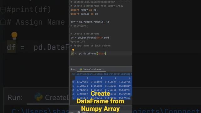 Create a Pandas DataFrame from Numpy Array #python #numpy #pandas #dataframes