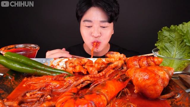MUKBANG ASMR | SPICY SEAFOOD BOIL 직접 만든 해물찜 먹방 OCTOPUS GIANT SHRIMP SQUID SEA SNAILS ENOKI MUSHROOM