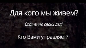 Для кого Вы живёте! Осознание своих дел и чужих. Делаете для себя или кого-то Кто Вами управляет