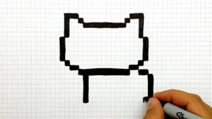 Как нарисовать Кота по клеточкам. Просто рисуем котенка по клеточкам. Рисунки по клеточкам #648
