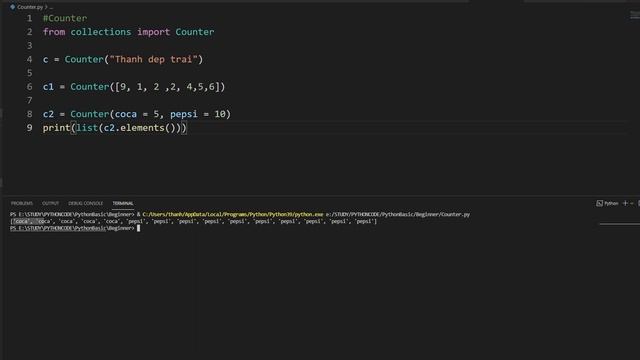 LẬP TRÌNH PYTHON CƠ BẢN #27: COUNTER - ĐẾM TẦN SUẤT XUẤT HIỆN