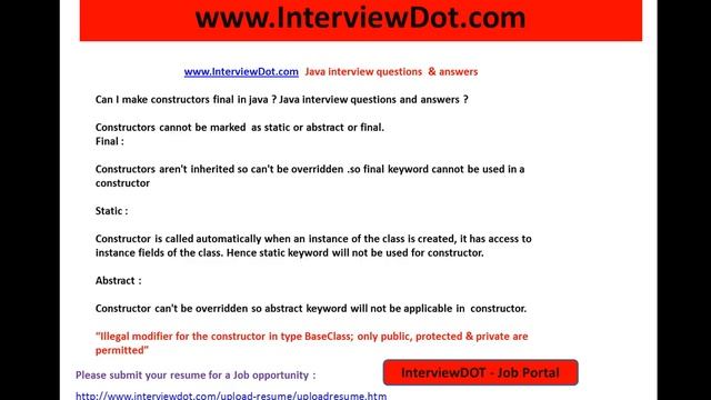 can I make constructors final static abstract java interview question and answers смотреть онлайн