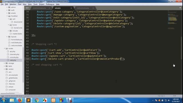 Remove Product From Shopping Cart in Laravel - laravel 5.4 Tutorial - Part 27