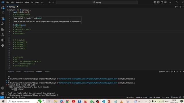 python datatypes |Class 5- Tuple datatype | Clear explanation in Telegu