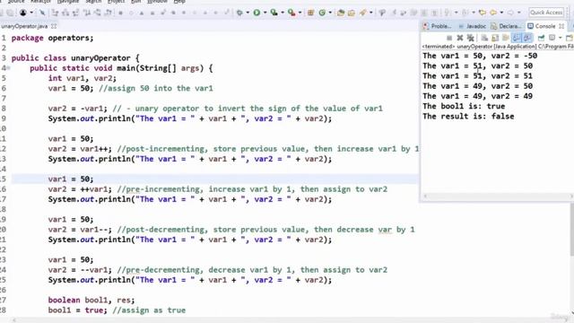 Lecture 3  Java Unary Operators