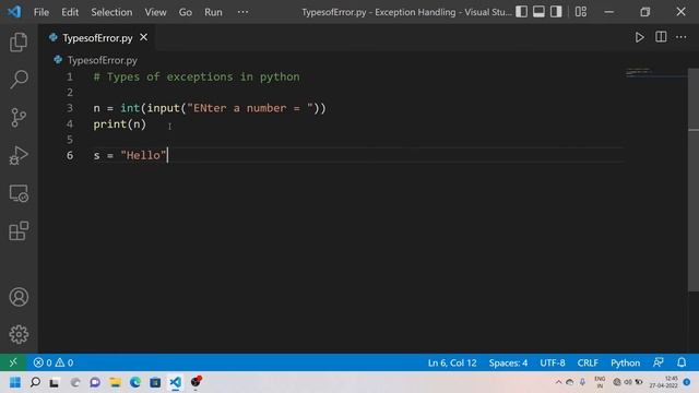V31 - Introduction to Basic Exceptions in Python