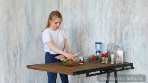 Стеллаж-трансформер (стол-стеллаж) на кухне.