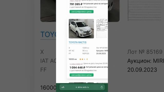 ЗА 800000 РУБЛЕЙ TOYOTA RACTIS! #автоизяпонии #аукционыяпонии #автоподзаказ