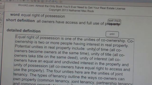 equal right of possession Real Estate License Exam Study Guide AgentExamPass.com