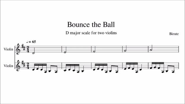 D major (D-dur) one octave scale - Bounce the Ball - for two violins (PLAY ALONG) смотреть онлайн