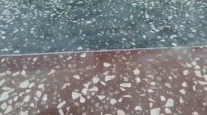 Мозаичный мраморный пол.  Образец ремонта и полировки . Терраццо 400грит СУХОЙ!