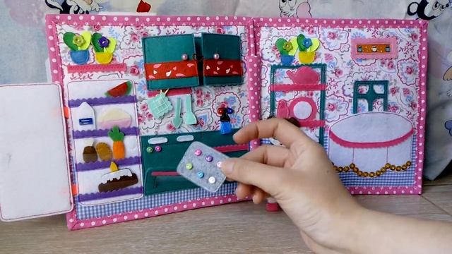 Развивающая книжечка Кукольный домик из фетра и ткани #13 #dollhouse #quietbook #sensory#книга