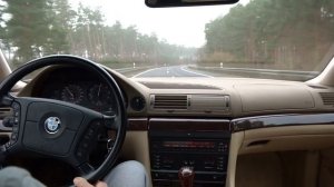 BMW 740i E38 M60 Manual V8 Top Speed on German Autobahn Driving Sound