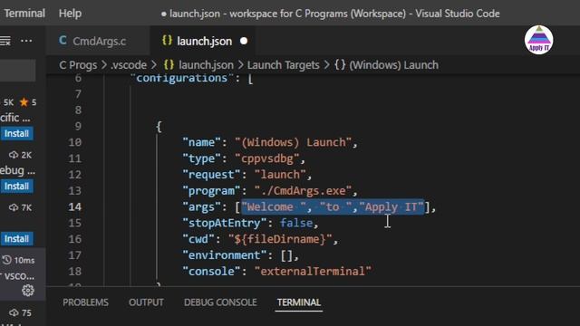 Understand command line arguments and its relation with pointer to pointer | pass arguments in VSC