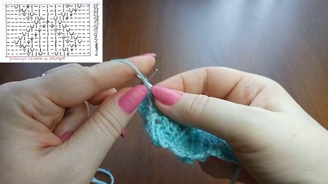 Симпатичные ажурные ромбы спицами + схема. Вязание спицами. Knitting pattern "An openwork rhombuses