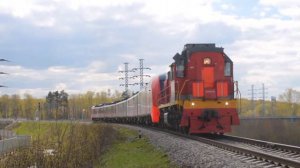 Тепловоз ТЭМ18ДМ-1796 с электропоездом ЭС1П-040 "Ласточка".