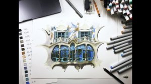 Мастер-класс по скетчингу маркерами «Барселона. Окно дома Бальо» | Как нарисовать окно