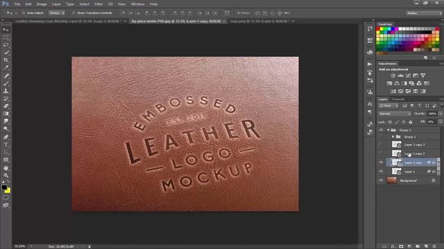 Leather Stamping Logo MockUp - Photoshop cs6 Tutorial смотреть онлайн