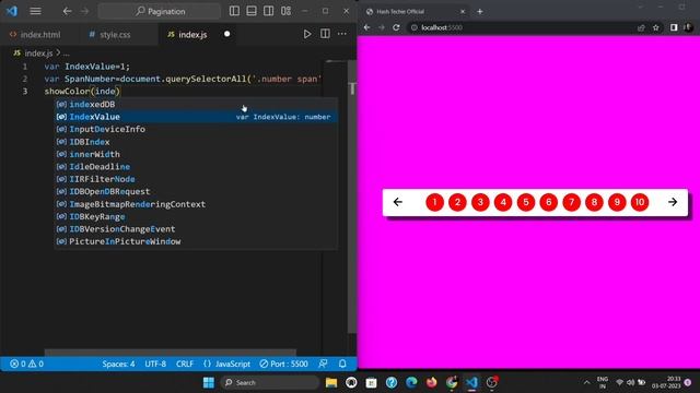 Pagination using HTML,CSS & JavaScript
