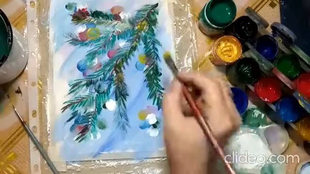 Мк "Ёлочный шарик на ветке"(Правополушарное рисование)